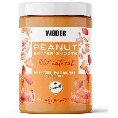 Abbildung von Weider Peanut Butter Erdnussbutter 100 Prozent gemahlene Erdnüsse natürlich ohne Konservierungsstoffe Palmöl Salzzusatz vegan cremige Textur 1 kg
