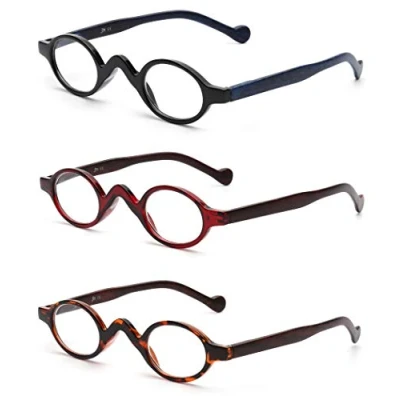 Abbildung von JM 3 Pack Klein Oval Lesebrille Vintage Federscharnier Gläser für Leser Damen +1.75 Schwarz&amp;Rot&amp;Schildkröte