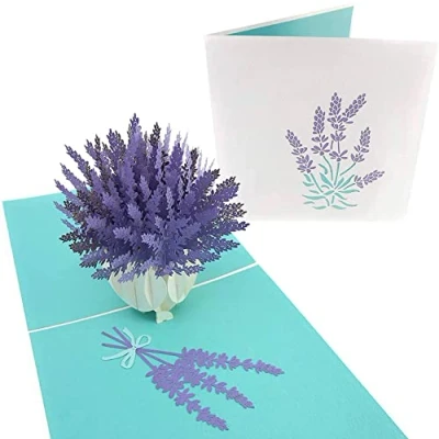 Abbildung von PopLife Cards Lavendelblumeblumenstrauß Muttertagesaufrufkarte für alle Gelegenheiten Muttertag, alles Gute zum Geburtstag, erhalten wohle Karte, Jahrestag, Verlobungsgärtner, Naturliebhaber faltet s