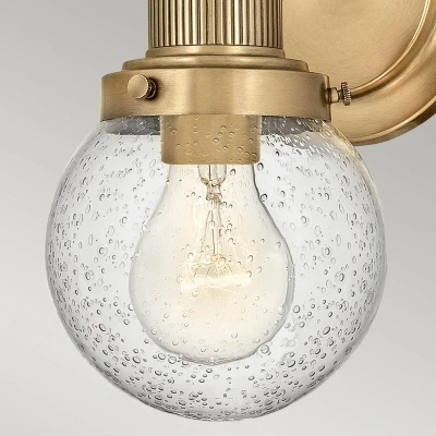 Abbildung von Elstead Lighting QN POPPY1 HB BATH QUINTIESSE Wandleuchte Poppy E27 1x40W IP44 Stahl Messing, Blasenglas klar L:18.3cm H:23.7cm B:13cm dimmbar