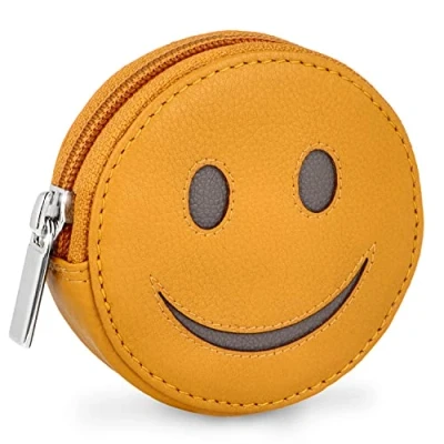 Abbildung von MANAGE Lächelnder Smiley Börse mit Schlüsselring inkl. Geschenkbox Minigeldbörse für Frauen und Kinder Schlüsselmäppchen Damen Leder Gelb 32709 14