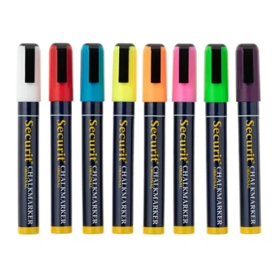 Abbildung von Illumigraph Marker, Schreibgerät, Zeichnen, Highlighter, Bürobedarf, schmale Keilspitze, Farben: Weiß, Rosa, Rot, Orange, Gelb, Grün, Blau und Violett, Feder: 2 x 6 mm, 8 Stück
