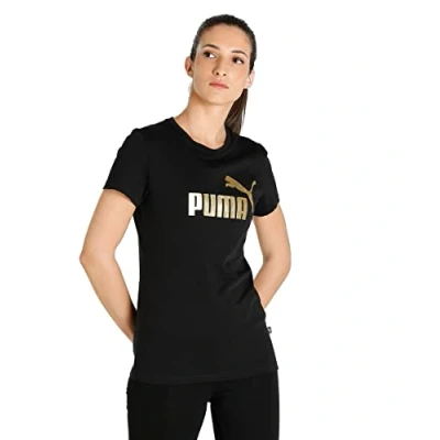 Abbildung von Puma LOGO Tshirt print, Damen, Größe: XS, Black/gold foil