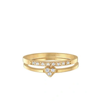 Abbildung von Elli 2 PACK Heart Ring goldcoloured, Damen, Größe: 52, Gold coloured