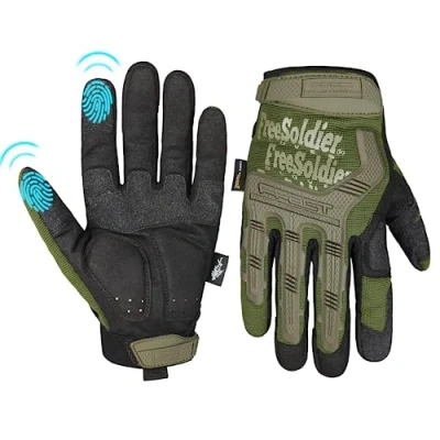 Abbildung von FREE SOLDIER Outdoor Handschuhe Vollfinger Taktische Herren Motorradhandschuhe mit gepolstertem für Fahrrad Airsoft Militär Paintball und andere Aktivitäten(S,Grün)