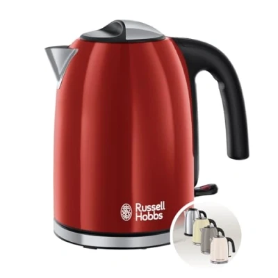 Abbildung von Russell Hobbs Wasserkocher [1,7l, 2400W] Colours+ Edelstahl Rot (Schnellkochfunktion, herausnehmbarer Kalkfilter, optimierte Ausgusstülle, außenliegende Wasserstandsanzeige) Teekocher 20412 70
