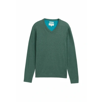 Abbildung von TOM TAILOR Herren Strickpullover mit V Ausschnitt, 30358 Green Dust Melange, XL