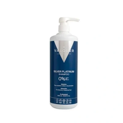 Abbildung von VALQUER PROfesional Shampoo Zero Silver Platinum Ohne Sulfate, Salz und Silikone. Weißes, graues blondes Haar, 1 l