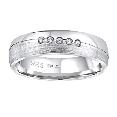 Abbildung von SILVEGO Damen Ehering aus 925 Sterling Silber PRESLEY mit Zirkonia
