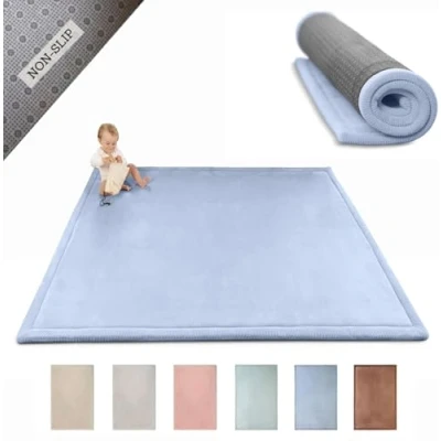 Abbildung von Wolkenweiche Spielmatte Baby 200x150x2,5cm, blau Kinderzimmer Teppich mit hochwertigem Memory Schaum Krabbelmatte rutschfester Unterseite Krabbeldecke Baby, Kinderteppich, Tatami Matte