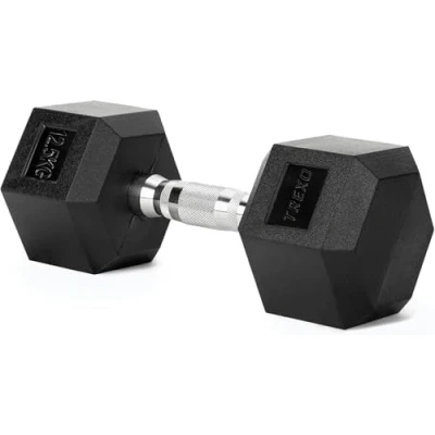 Abbildung von TREXO Hantel 12,5 kg Hexagon Durable gummierte Gusseisen für Krafttraining zu Hause mit ergonomischen Griff stabil und vielseitig Hex