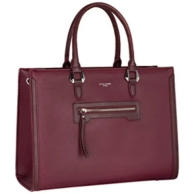 Abbildung von David Jones Damen Große Handtasche Frau Schule Büro Arbeit Aktentasche Henkeltasche PU Leder Viele Fächer Taschen Arbeitstasche Schultertasche Business Umhängetasche Tote Shopper Bordeaux Rot
