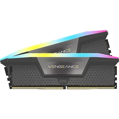 Abbildung von CORSAIR Vengeance RGB DDR5 64GB (2x32GB) 6000MHz CL30 AMD Expo Intel XMP iCUE Kompatibler Computerspeicher Grau (CMH64GX5M2B6000Z30)