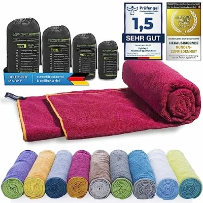 Abbildung von LightDry® Original Mikrofaser Sporthandtuch Backpack Reise Handtuch Sport &amp; Fitness Badehandtuch saugfähig, leicht antibakteriell und extrem schnell trocknend