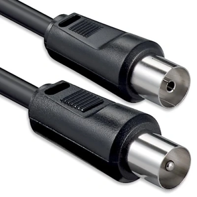 Abbildung von 1aTTack.de SAT Antennenkabel 1,5 Meter 2x geschirmt Koaxial Stecker &gt; Buchse Koax schwarz St Ku 75db