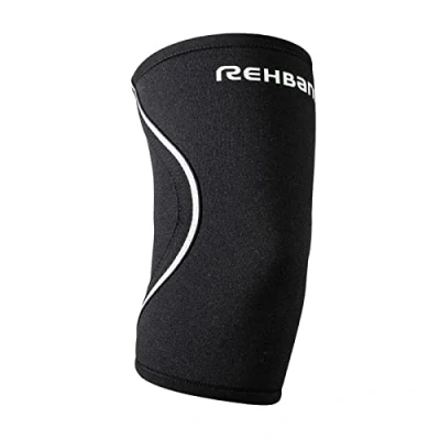 Abbildung von Rehband Ellenbogenbandage Sport &amp; Alltag 3mm SBR/Neopren Bandage Ellenbogen rutschfest, stabilisierende Armbandage mit Kompression Damen Herren, Farbe:Schwarz, Größe:L