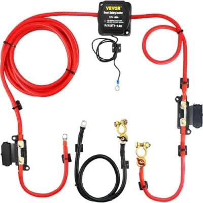 Abbildung von VEVOR Doppelbatterie Trennrelais 12 V Split Charge Kit, 140 A spannungsempfindliches Relais Set 30 105 ℃, automatisches Ladegerät &amp; 4 m Kabel für Lastwagen, Wohnmobil, Werkstatt, Auto Schiff