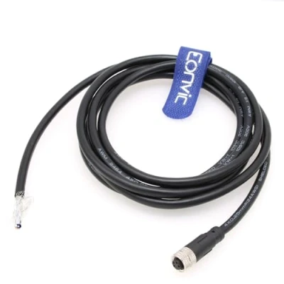 Abbildung von Eonvic Industrielles M8 4 polige A Code Buchse auf offenen Stecker, geformt, geschirmt, Luftfahrt Sensorkabel, wasserdicht, IP67, Cat 5e, High Flex Kabel, 1 m