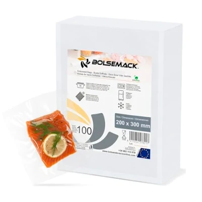 Abbildung von BOLSEMACK Vakuumierbeutel 20x30cm Vakuumbeutel 200 Stück für alle Vakuumierer &amp; lebensmittel Vakuumiergerät Vacuum bags sehr stark reißfest BPA frei