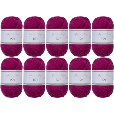Abbildung von Utopia Crafts JOY Uni Strick und Häkelgarn, Weich, Pflegeleicht, 100% Polyacryl, 10x 50 g Knäuel, 150m (Dunkle Himbeere)