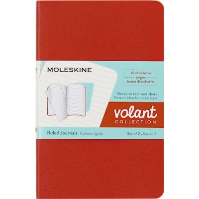 Abbildung von Moleskine Volant Notizhefte (liniert, Soft Cover, Pocket/A6) 2er Set Korallrot, Aquamarinblau