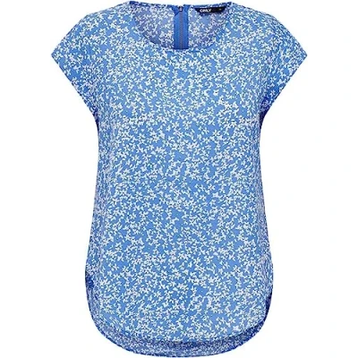 Abbildung von ONLY Damen Bedruckte Kurzarm Bluse Print Basic Rundhals Ausschnitt T Shirt Blouse Oberteil ONLVIC
