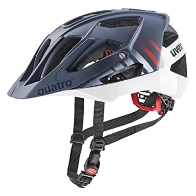 Abbildung von uvex quatro cc sicherer MTB Helm für Damen und Herren individuelle Größenanpassung verstellbarer Schirm deep space white matt 56 61 cm