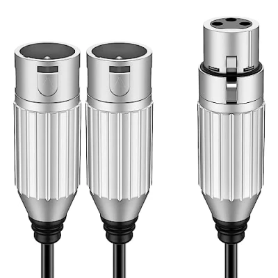 Abbildung von J&amp;D XLR Splitter Kabel, PVC Ummanteltes Ausgeglichen Mikrofonsteckerkabel 2 Stecker auf Buchse 3 Pin Jack Y Mikrofonkabel Adapter für Record Mixer AMP Limiter Lautsprecher, 0,48 Meter