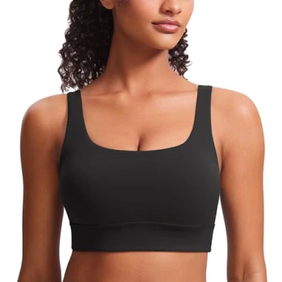 Abbildung von CRZ Yoga Damen ButterLuxe Sport BH U Back Ohne Buegel Große Brüste Fitness Top Schwarz S
