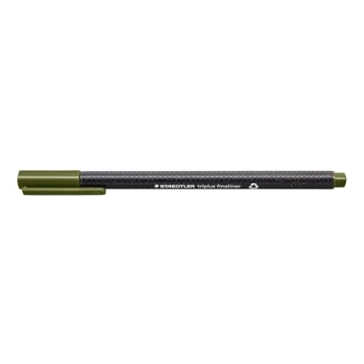 Abbildung von STAEDTLER 334 57 Triplus Fineliner (Dreikant, Superfeine, Metallgefasste Spitze, Linienbreite ca. 0,3 mm, 10 Stück) olivgrün
