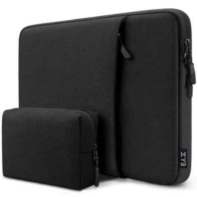 Abbildung von ZYB 13.3 Zoll Laptop Hülle,MacBook Tasche für MacBook Air 13 M3 M2 M1 2024 2023 2012,MacBook Pro 14/13 2022 2021 2012,Surface Laptop,MateBook D14,Lenovo Dell Schutzhülle Sleeve Schwarz