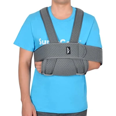 Abbildung von supregear Armschlinge Schulter, Einstellbare Bequeme Schulterschlinge Wegfahrsperre Sling Swathe Atmungsaktive Schulterstütze für verletzten Arm/Hand/Ellbogen, Dunkelgrau