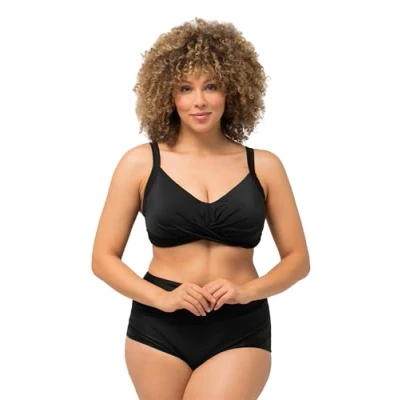 Abbildung von Ulla Popken Drapierung Softcups TRÄGER Verstellbar Bikinitop, Damen, Größe: 58, Marine