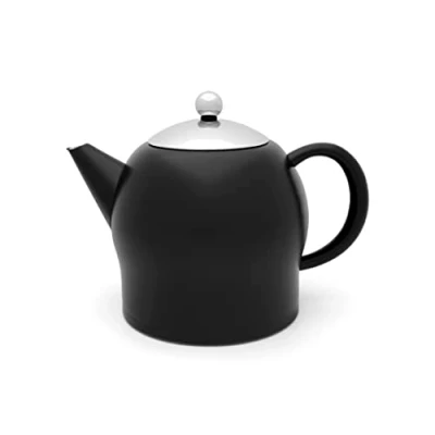 Abbildung von Bredemeijer große doppelwandige Schwarze Edelstahl Teekanne 1.4 Liter isolierende Kanne für längeren Teegenuss