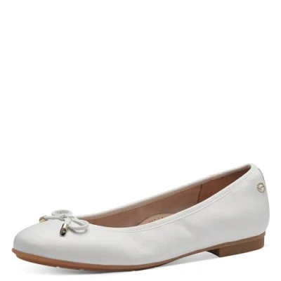 Abbildung von Tamaris COMFORT Damen Ballerinas aus Leder mit Schleife, Weiß (White), 40 EU