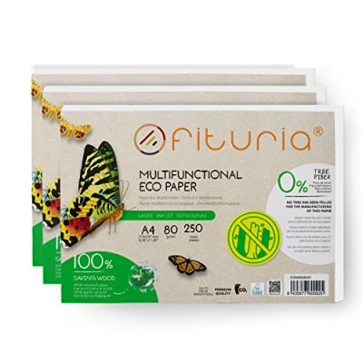 Abbildung von 80gr A4 Recyclingpapier, 250 Blatt 100% aus Recyclingpapier Packung mit DIN Blättern, natürliche Farbe geeignet für Laser und Tintenstrahldrucker Ofituria (3 Packung)