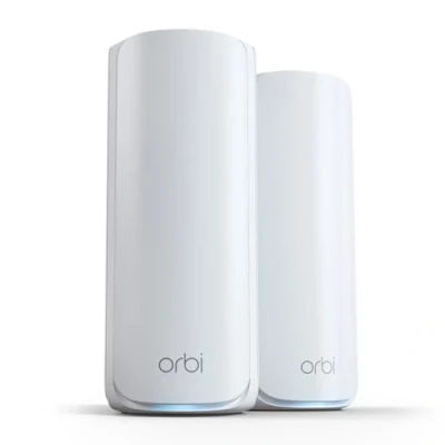Abbildung von NETGEAR Orbi 770 Serie Quad Band WiFi 7 Mesh Netzwerksystem (RBE772) Router mit 1 Satelliten Repeater Abdeckung von bis zu 360 m², 100 Geräten 2,5 Gig Internetanschluss (bis 11 GBit/s)