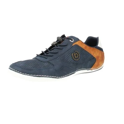 Abbildung von bugatti Herren Casual Sneaker mit Flexibler Sohle, Schnürschuh Memory Foam, Elastische Schnürsenkel, Dunkelblau, 44 EU