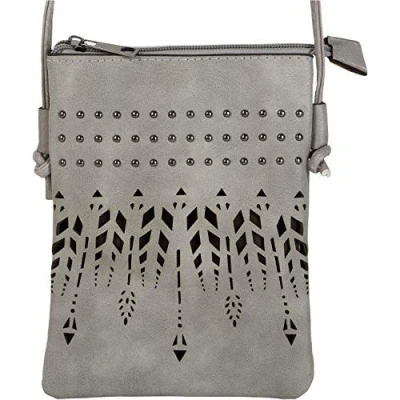Abbildung von styleBREAKER Damen Mini Bag Umhängetasche Ethno Style und Nieten, Schultertasche, Handtasche, Tasche 02012260, Farbe:Grau