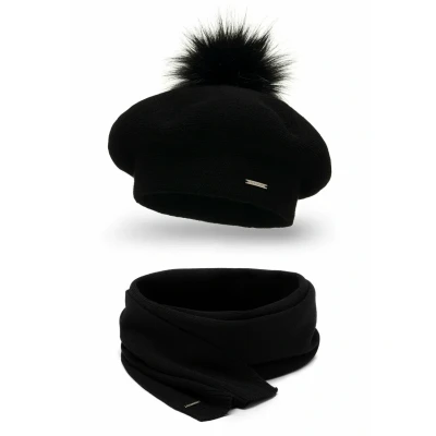 Abbildung von Vivisence Beret AND SET Schal, Damen, Größe: One Size, Black