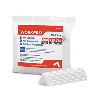 Abbildung von WORKPRO Heißklebestifte, 100 x 7 mm, transparent, Universal, für Heißklebepistole, ideal Heimwerker, Handwerk, Freizeit, 200 Stück