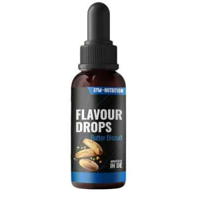 Abbildung von Flavour Drops Zuckerfrei 50ml mit Dosierpipette Flavor Lebensmittelaroma für Magerquark, Porridge uvm von Gym Nutrition Butterkeks Geschmack