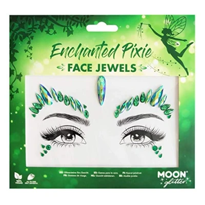 Abbildung von Moon Glitter Gesichtsschmuck Festival Edelsteine für Gesicht, Körper, Kristall Make up Augen Glitzer Aufkleber, temporäre Tattoo Juwelen (Verzauberte Pixie)