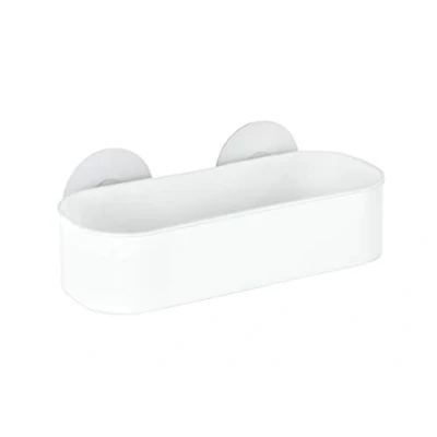 Abbildung von WENKO Static Loc® Wandablage Osimo, Befestigung ohne Bohren, Duschablage für Seife, Shampoo, &amp; Co., praktisches Wandregal fürs Badezimmer aus bruchsicherem, weißem Kunststoff, 27 x 9,5 12 cm