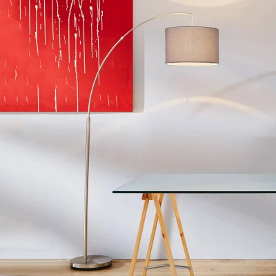 Abbildung von BRILLIANT Lampe Clarie Bogenstandleuchte 1, 8m eisen/grau 1x A60, E27, geeignet für Normallampen (nicht enthalten) Mit Fußschalter