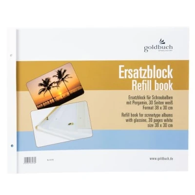 Abbildung von goldbuch 83078 Ersatzblock für Schraubalbum, 30 weiße Seiten mit Pergamin Trennblättern, Passend Foto Album einer Größe von 39 x 31 cm, Nachfüll Pack Fotoalben