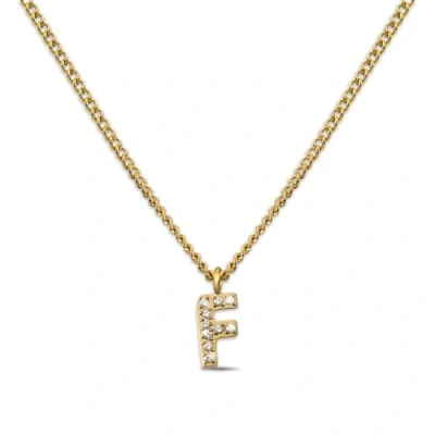 Abbildung von GD GOOD.designs Kette Buchstabe F Gold für Damen I 18K vergoldete Halskette mit Zirkonia Initialien Goldene Edelstahl Buchstabenkette (Buchstabe F)