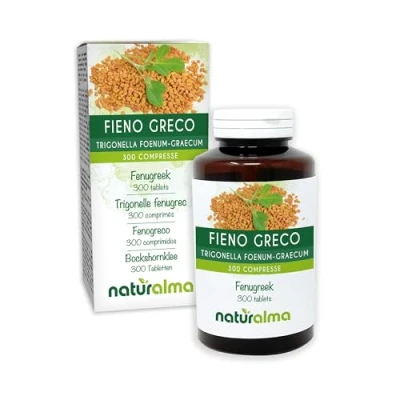 Abbildung von Bockshornklee oder Griechisch Heu (Trigonella foenum graecum) Samen Naturalma 150 g 300 Tabletten Nahrungsergänzungsmittel Natürlich und Vegan