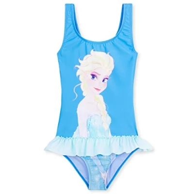 Abbildung von Disney Badeanzug Mädchen, Einteiliger Schwimmanzug Badekleidung Geschenke für Mädchen (Blau ELSA, 7 8 Jahre)