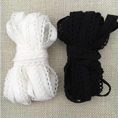 Abbildung von Yulakes 10 Meter Kleine Spitze Trim Weiß Schwarz Elastizität Spitzenborte Unterwäsche Elastische Spitzenband für Handwerk Diy Nähen Kleidungsstück Zubehör 1cm